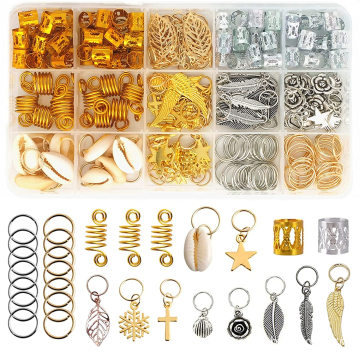 220 Pieces Braiding Hair Rings 15 Style Jewelry For Women Hair Clips Pendant Rings Headband Accessories Hair Jewels